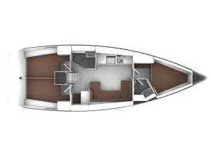 Floor plan of Cecilia, a Bavaria Cruiser 41 sailboat at Kos, Greece