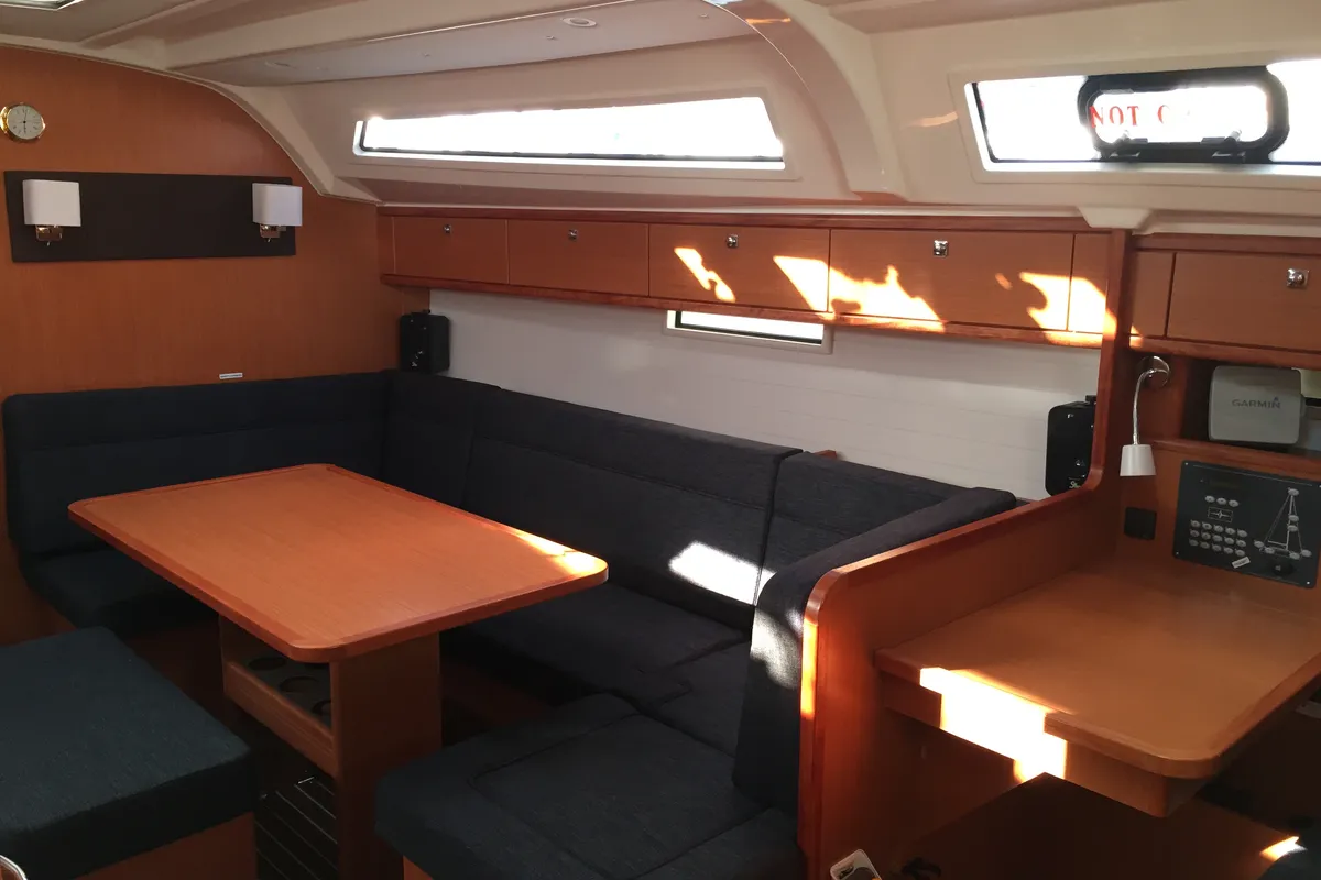 Salon of Cecilia, a Bavaria Cruiser 41 sailboat at Kos, Greece