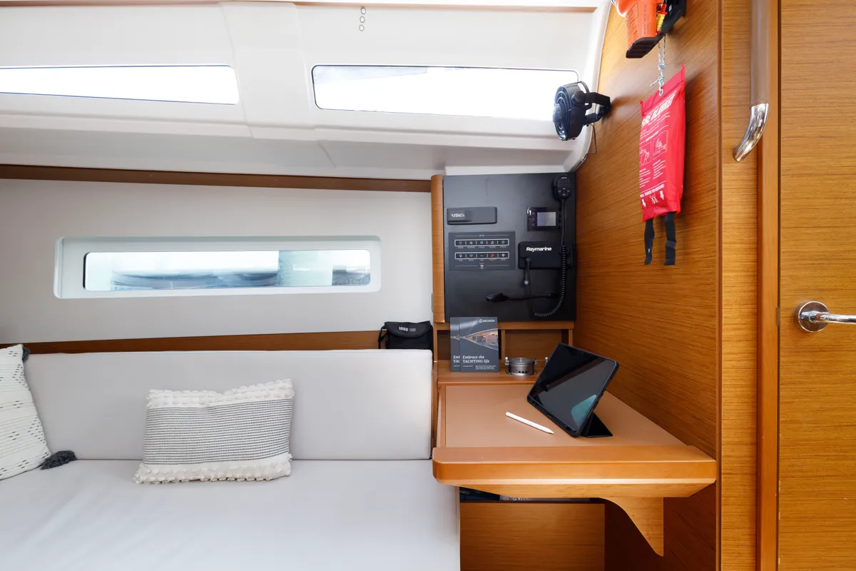 Salon of Albion, a Jeanneau Sun Odyssey 380 sailboat at Kos, Greece