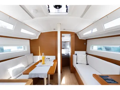 Salon of Albion, a Jeanneau Sun Odyssey 380 sailboat at Kos, Greece