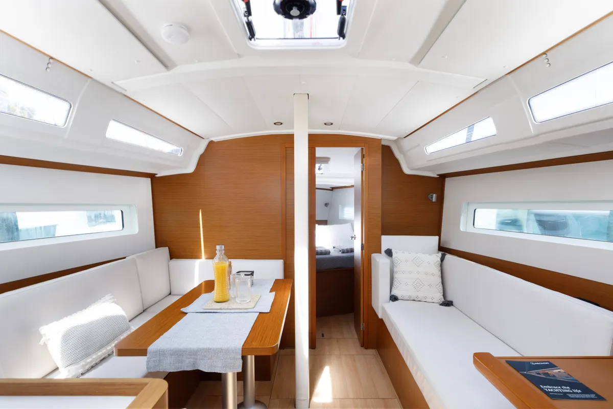 Salon of Albion, a Jeanneau Sun Odyssey 380 sailboat at Kos, Greece