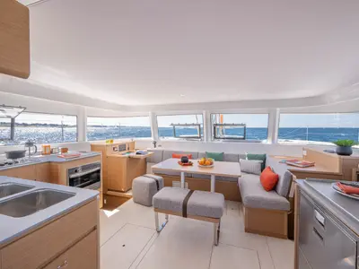 Salon of Agape, a Excess 14 catamaran at Toulon, France