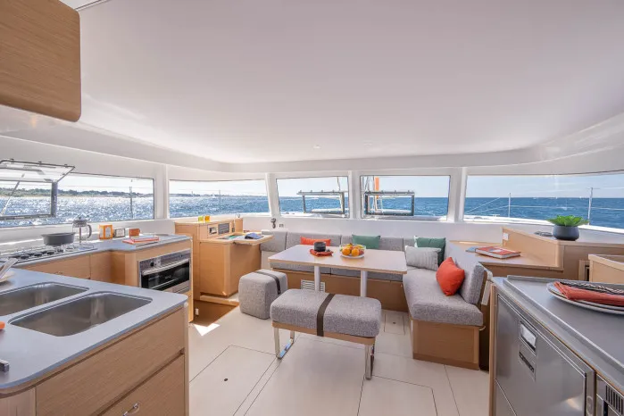 Salon of Agape, a Excess 14 catamaran at Toulon, France