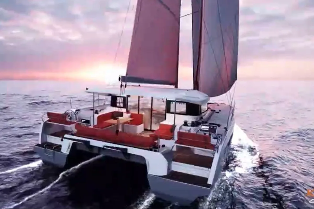 Exterior view of Agape, a Excess 14 catamaran at Toulon, France
