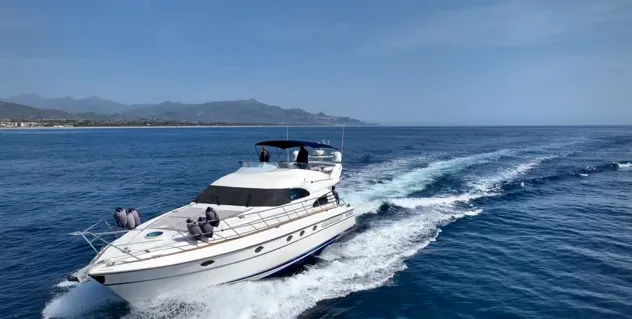 Paladino, a Fairline Squadron 55 motor yacht at Riposto, Italy