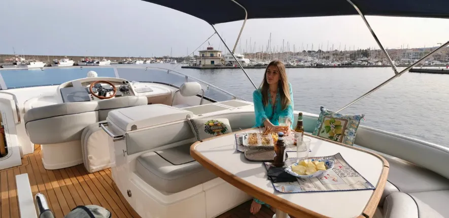 Paladino, a Fairline Squadron 55 motor yacht at Riposto, Italy
