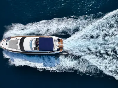Paladino, a Fairline Squadron 55 motor yacht at Riposto, Italy