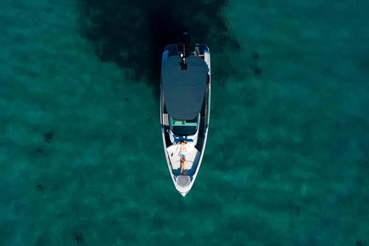 Exterior view of NN, a Saxdor 270 GTO motorboat at Općina Sukošan, Croatia