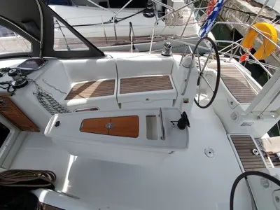 Cockpit of Beluga, a Beneteau Oceanis 43 sailboat at Municipal Unit of Elefsina, Greece
