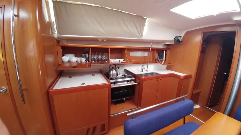 Galley of Beluga, a Beneteau Oceanis 43 sailboat at Municipal Unit of Elefsina, Greece