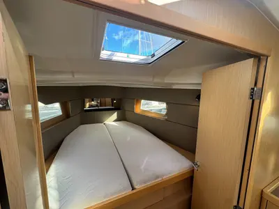 Cabin on Delfino, a Beneteau Oceanis 38.1 sailboat at La Rochelle, France