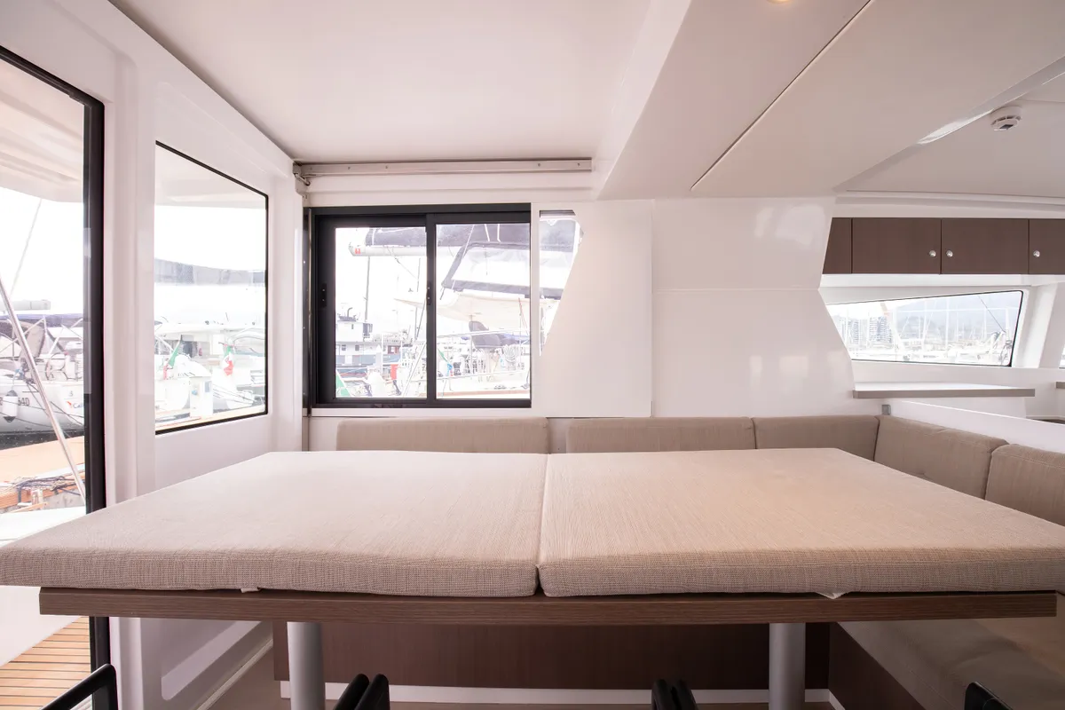 Salon of Peppina - Standard Line, a Bali 4.2 catamaran at Salerno, Italy