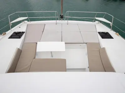 Deck of Peppina - Standard Line, a Bali 4.2 catamaran at Salerno, Italy