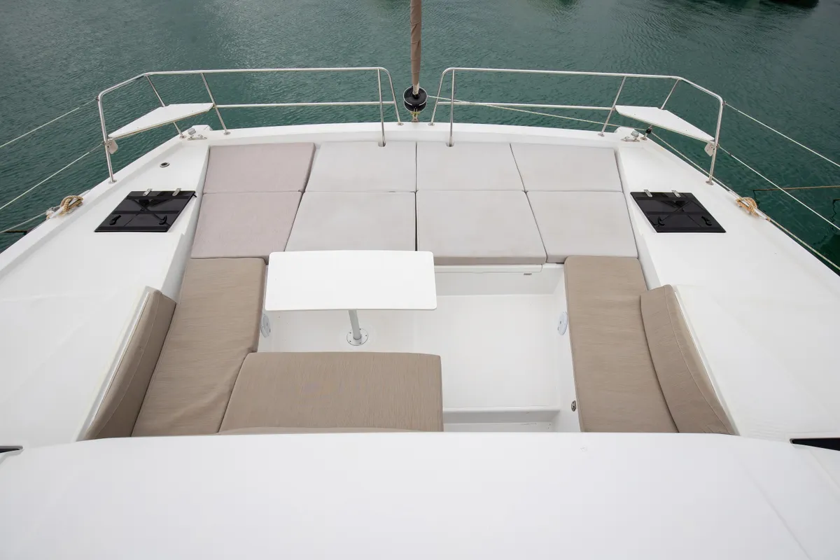 Deck of Peppina - Standard Line, a Bali 4.2 catamaran at Salerno, Italy