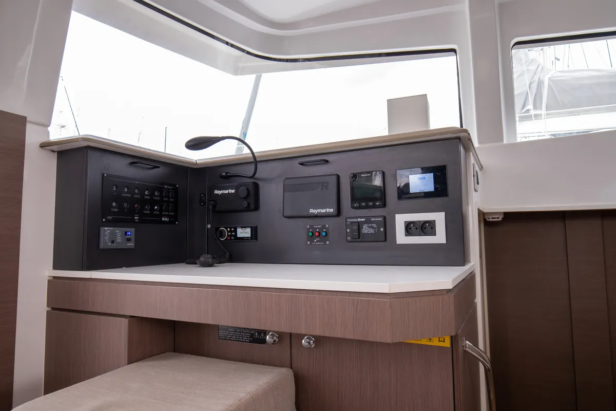 Cockpit of Peppina - Standard Line, a Bali 4.2 catamaran at Salerno, Italy