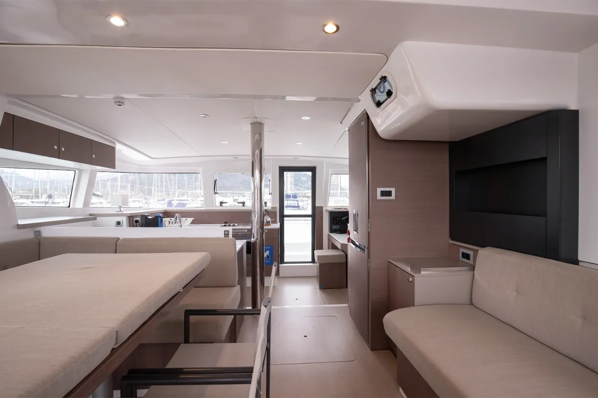 Salon of Peppina - Standard Line, a Bali 4.2 catamaran at Salerno, Italy