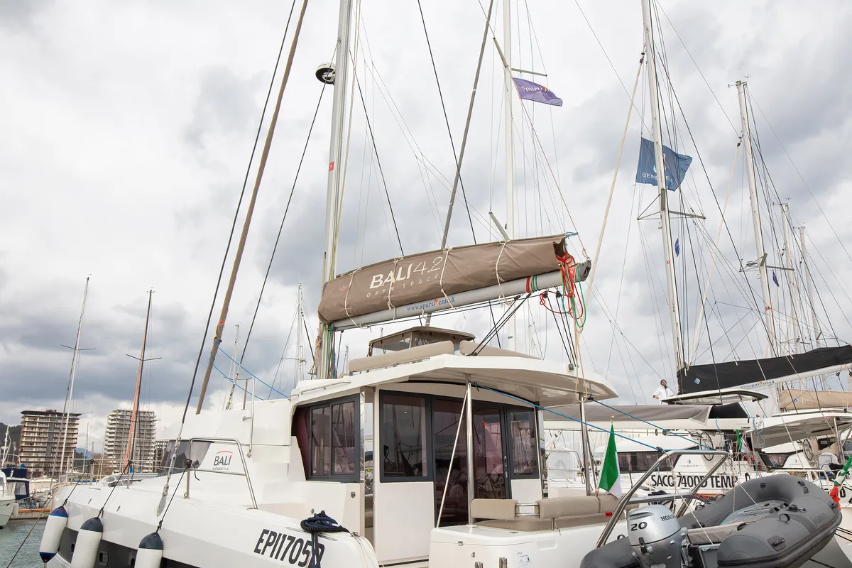 Exterior view of Peppina - Standard Line, a Bali 4.2 catamaran at Salerno, Italy