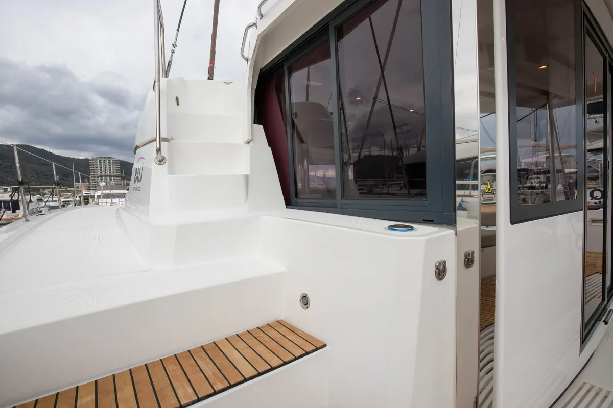 Deck of Peppina - Standard Line, a Bali 4.2 catamaran at Salerno, Italy