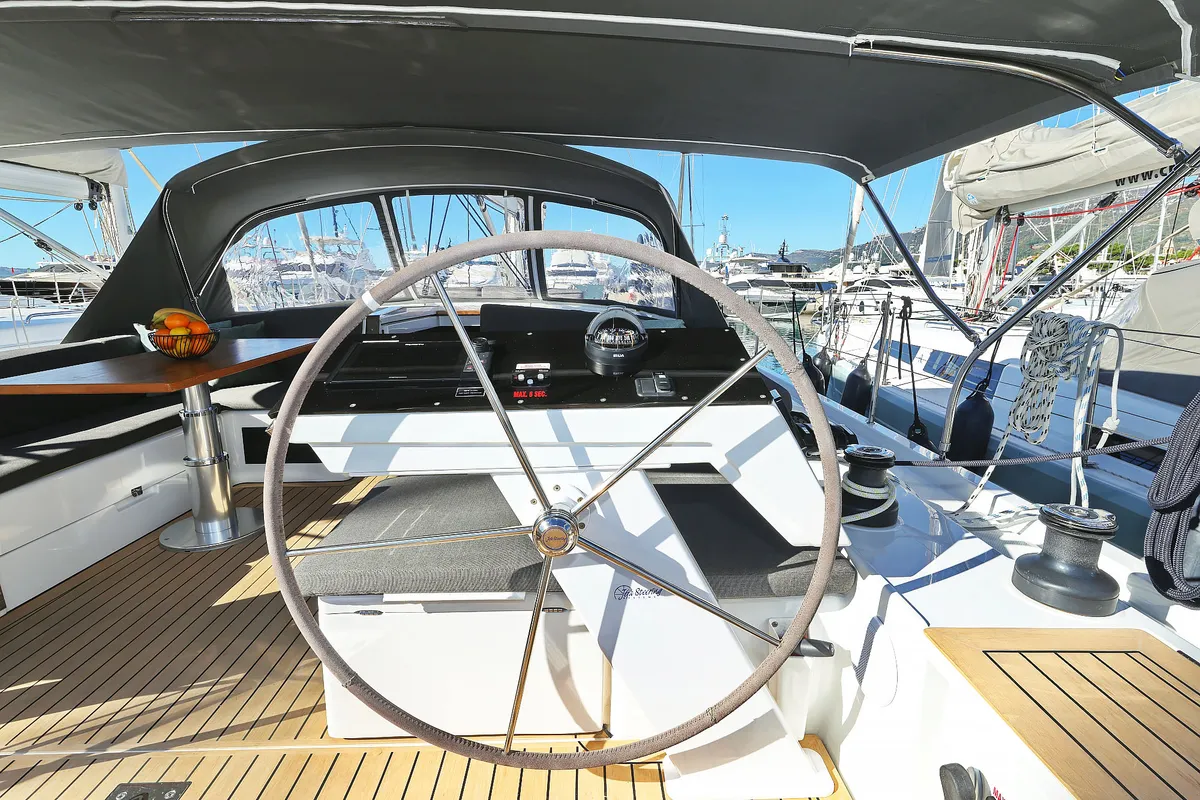 Cockpit of Blondie - Ow, a Hanse 460 sailboat at Grad Kaštela, Croatia