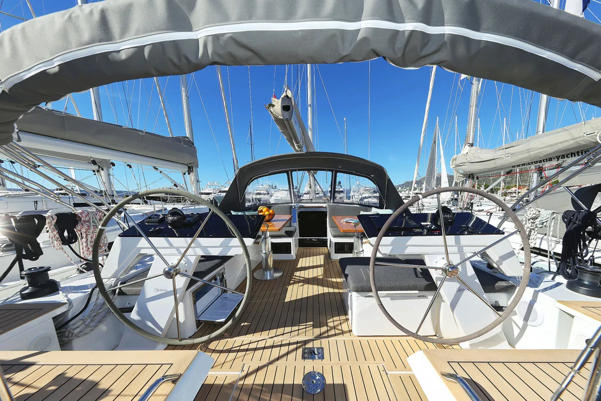 Cockpit of Blondie - Ow, a Hanse 460 sailboat at Grad Kaštela, Croatia