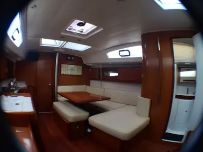Salon of Anassa, a Beneteau Oceanis 40 sailboat at Volos, Greece