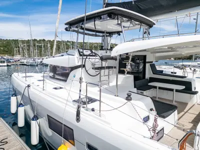 Salon of Ocean Star, a Lagoon 42 catamaran at Primošten, Croatia