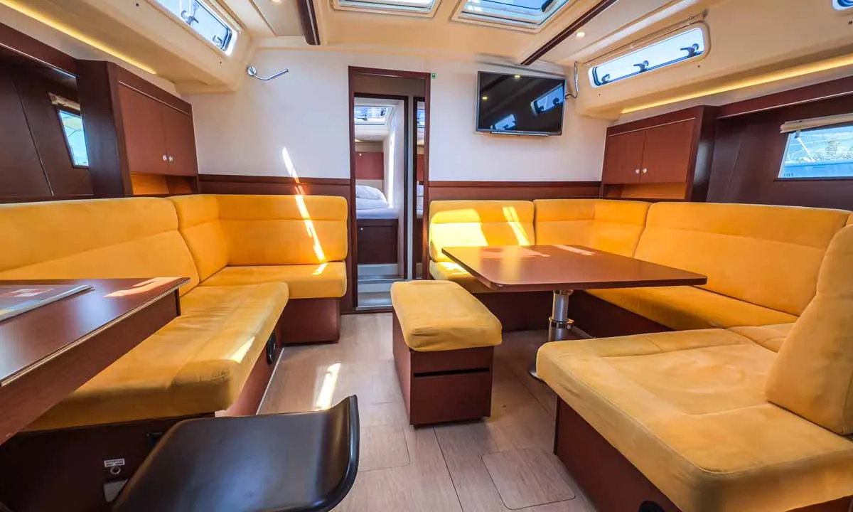Salon of Sea Legend, a Hanse 455 sailboat at Grad Pula, Croatia