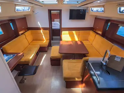 Salon of Sea Legend, a Hanse 455 sailboat at Grad Pula, Croatia