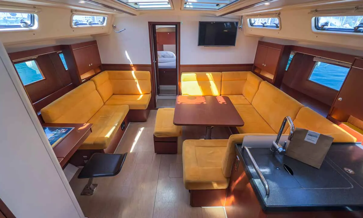 Salon of Sea Legend, a Hanse 455 sailboat at Grad Pula, Croatia