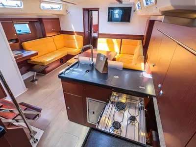 Galley of Sea Legend, a Hanse 455 sailboat at Grad Pula, Croatia