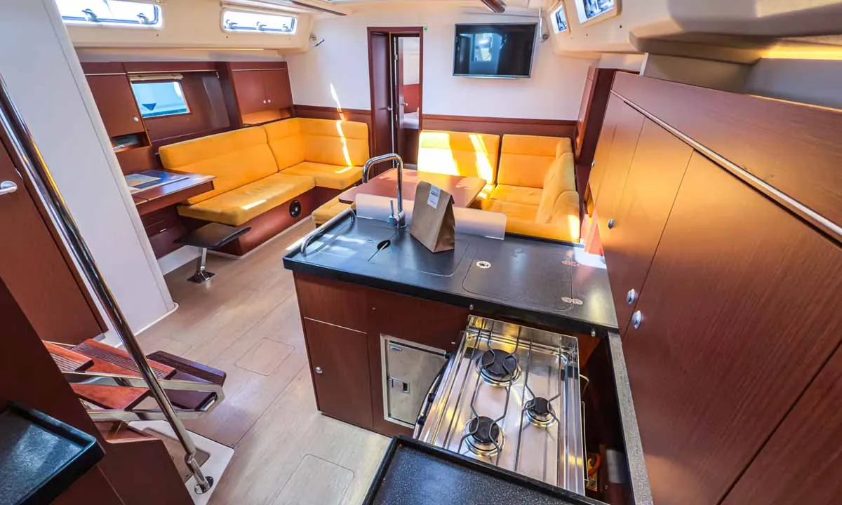 Galley of Sea Legend, a Hanse 455 sailboat at Grad Pula, Croatia