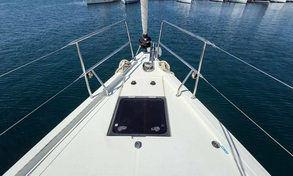 Deck of Sea Legend, a Hanse 455 sailboat at Grad Pula, Croatia