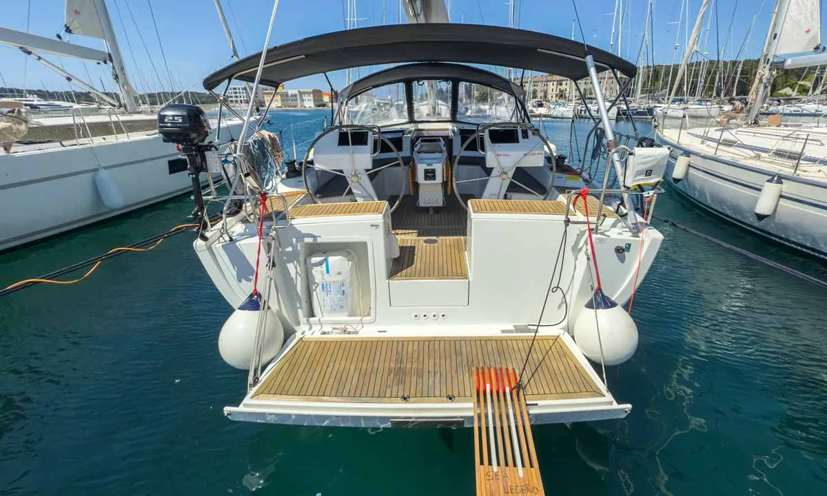 Exterior view of Sea Legend, a Hanse 455 sailboat at Grad Pula, Croatia