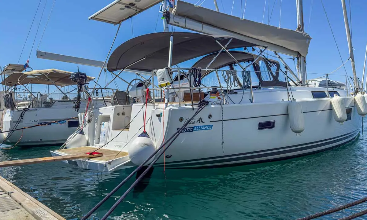 Exterior view of Sea Legend, a Hanse 455 sailboat at Grad Pula, Croatia