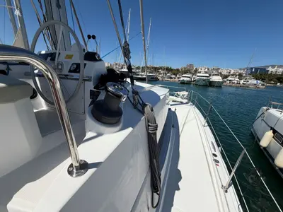 Cockpit of OCTOPUSSY, a Bali 4.2 catamaran at Athens, Greece