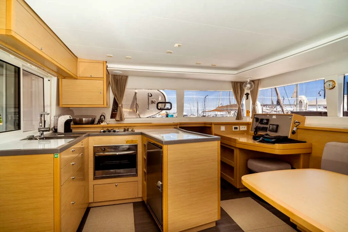 Galley of EmoSEAon, a Lagoon 450 F catamaran at Municipal Unit of Lefkada, Greece