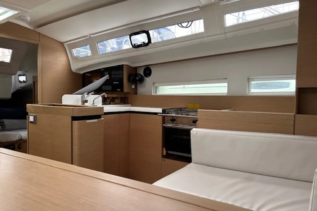 Galley of Tomeu, a Jeanneau Sun Odyssey 410 sailboat at Palma de Mallorca, Spain