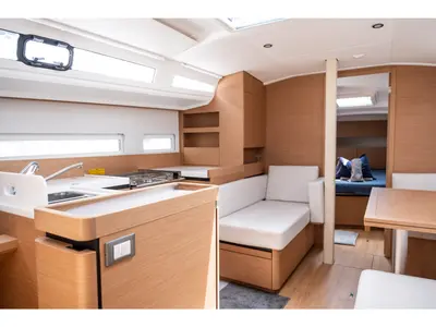 Galley of Tomeu, a Jeanneau Sun Odyssey 410 sailboat at Palma de Mallorca, Spain