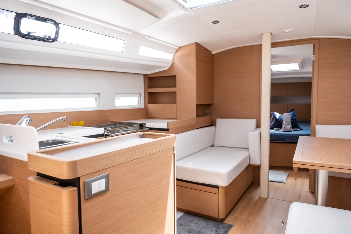 Galley of Tomeu, a Jeanneau Sun Odyssey 410 sailboat at Palma de Mallorca, Spain