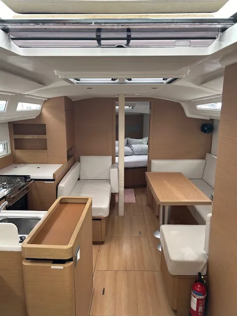Salon of Tomeu, a Jeanneau Sun Odyssey 410 sailboat at Palma de Mallorca, Spain