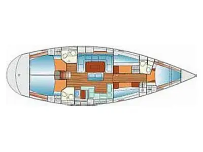 Floor plan of Portugizac, a Bavaria 50 sailboat at Grad Trogir, Croatia