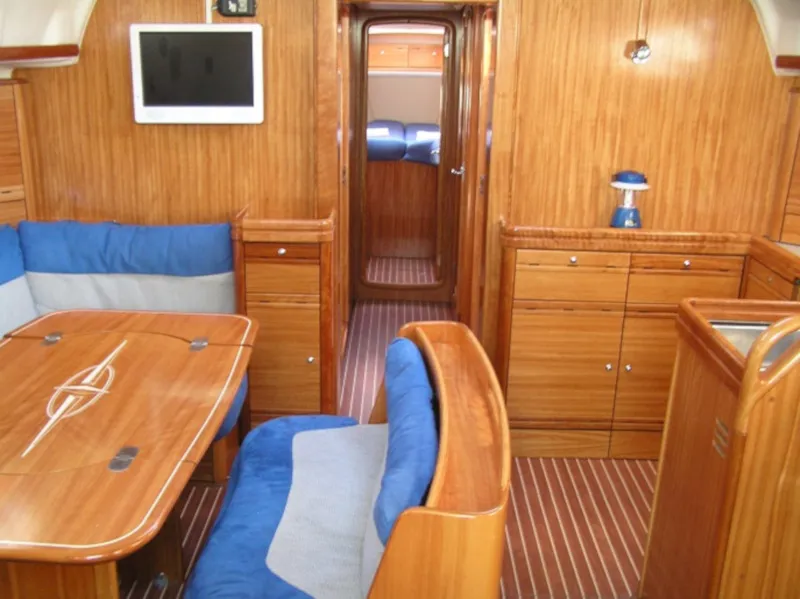 Salon of Portugizac, a Bavaria 50 sailboat at Grad Trogir, Croatia