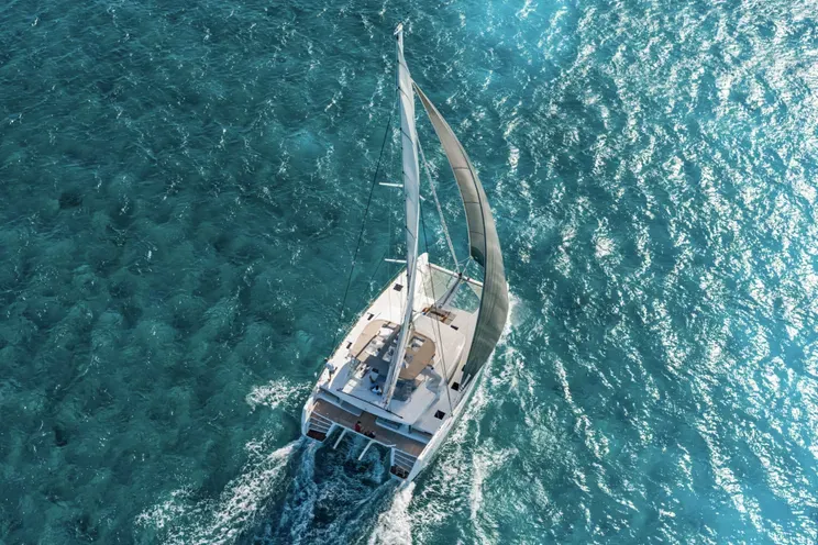 Salon of Queen of Hearts, a Lagoon 52 catamaran at Athens, Greece