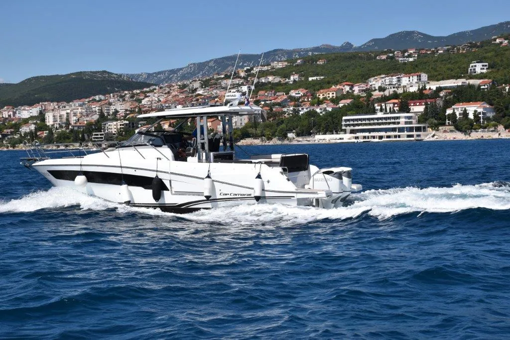 Exterior view of 272679 ZD, a Jeanneau Cap Camarat 10.5 WA motorboat at Zadar, Croatia