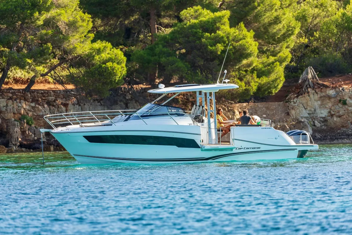 Exterior view of 272679 ZD, a Jeanneau Cap Camarat 10.5 WA motorboat at Zadar, Croatia