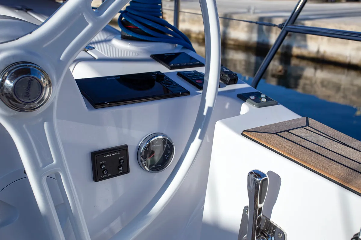 Cockpit of Janina, a Elan Impression 40 sailboat at Grad Pula, Croatia