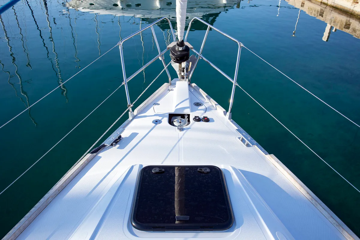 Deck of Janina, a Elan Impression 40 sailboat at Grad Pula, Croatia
