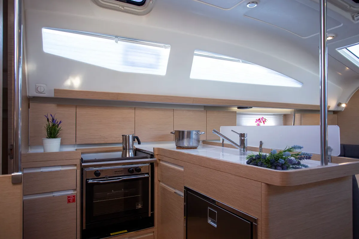 Galley of Janina, a Elan Impression 40 sailboat at Grad Pula, Croatia