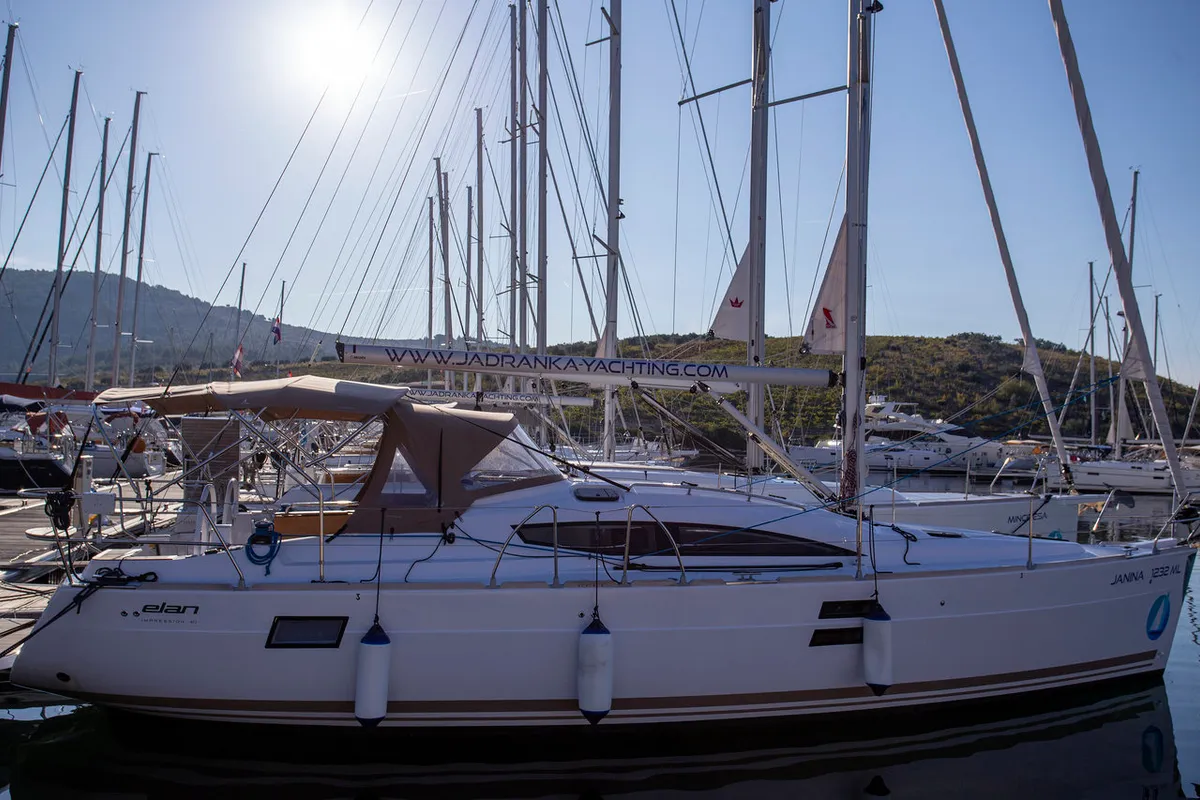 Exterior view of Janina, a Elan Impression 40 sailboat at Grad Pula, Croatia
