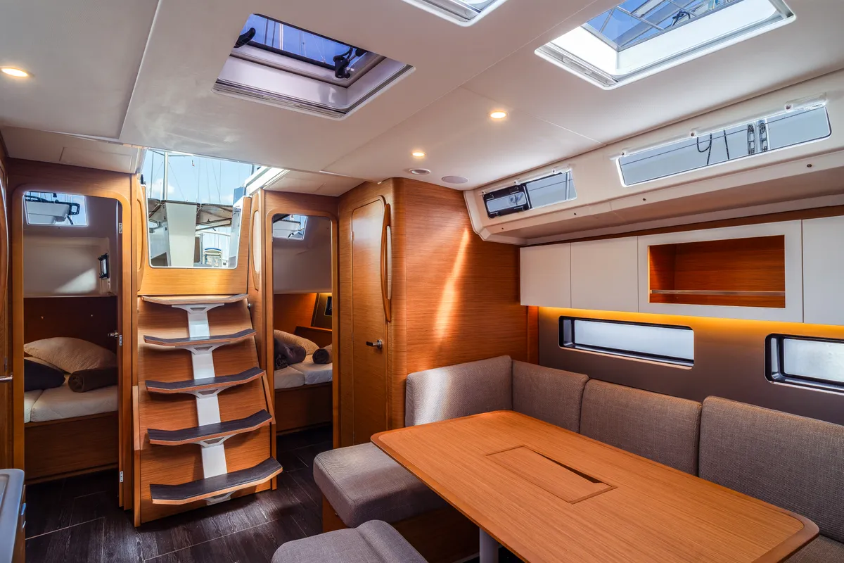 Salon of Mahsa, a Dufour 41 sailboat at Olbia, Italy
